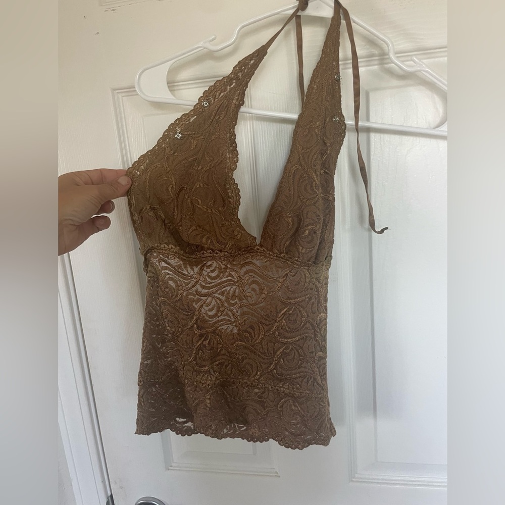 Bebe lace halter top